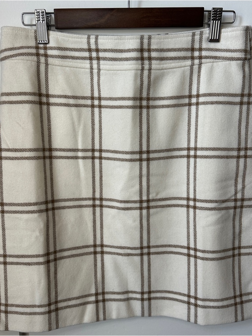 J. Crew Cream and Brown Plaid Mini Skirt